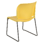 HERCULES Series 880 lb. Capacity Yellow Full Back Contoured Stack Chair with Gray Powder Coated Sled Base, RUT-238A-YL-GG