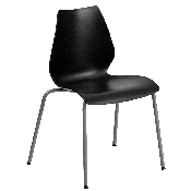 HERCULES Series 770 lb. Capacity Black Stack Chair with Lumbar Support and Silver Frame, RUT-288-BK-GG