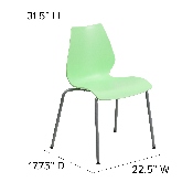 HERCULES Series 770 lb. Capacity Green Stack Chair with Lumbar Support and Silver Frame, RUT-288-GREEN-GG