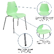 HERCULES Series 770 lb. Capacity Green Stack Chair with Lumbar Support and Silver Frame, RUT-288-GREEN-GG