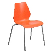 HERCULES Series 770 lb. Capacity Orange Stack Chair with Lumbar Support and Silver Frame, RUT-288-ORANGE-GG