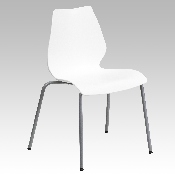 HERCULES Series 770 lb. Capacity White Stack Chair with Lumbar Support and Silver Frame, RUT-288-WHITE-GG