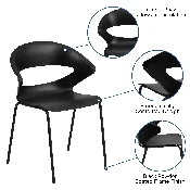 HERCULES Series 440 lb. Capacity Black Stack Chair, RUT-4-BK-GG