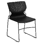HERCULES Series 661 lb. Capacity Black Full Back Stack Chair with Black Powder Coated Frame, RUT-438-BK-GG