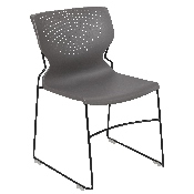 HERCULES Series 661 lb. Capacity Gray Full Back Stack Chair with Black Powder Coated Frame, RUT-438-GY-GG