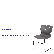 HERCULES Series 661 lb. Capacity Gray Full Back Stack Chair with Black Powder Coated Frame, RUT-438-GY-GG