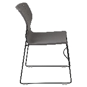 HERCULES Series 661 lb. Capacity Gray Full Back Stack Chair with Black Powder Coated Frame, RUT-438-GY-GG