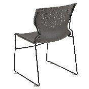 HERCULES Series 661 lb. Capacity Gray Full Back Stack Chair with Black Powder Coated Frame, RUT-438-GY-GG