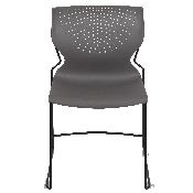 HERCULES Series 661 lb. Capacity Gray Full Back Stack Chair with Black Powder Coated Frame, RUT-438-GY-GG