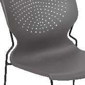 HERCULES Series 661 lb. Capacity Gray Full Back Stack Chair with Black Powder Coated Frame, RUT-438-GY-GG