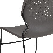 HERCULES Series 661 lb. Capacity Gray Full Back Stack Chair with Black Powder Coated Frame, RUT-438-GY-GG