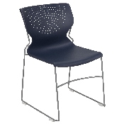HERCULES Series 661 lb. Capacity Navy Full Back Stack Chair with Gray Powder Coated Frame, RUT-438-NY-GG