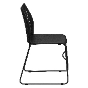 HERCULES Series 661 lb. Capacity Black Stack Chair with Air-Vent Back and Black Powder Coated Sled Base, RUT-498A-BLACK-GG