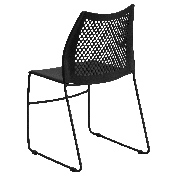 HERCULES Series 661 lb. Capacity Black Stack Chair with Air-Vent Back and Black Powder Coated Sled Base, RUT-498A-BLACK-GG