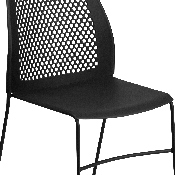 HERCULES Series 661 lb. Capacity Black Stack Chair with Air-Vent Back and Black Powder Coated Sled Base, RUT-498A-BLACK-GG