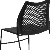 HERCULES Series 661 lb. Capacity Black Stack Chair with Air-Vent Back and Black Powder Coated Sled Base, RUT-498A-BLACK-GG