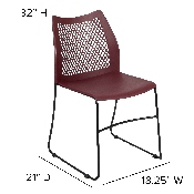 HERCULES Series 661 lb. Capacity Burgundy Stack Chair with Air-Vent Back and Black Powder Coated Sled Base, RUT-498A-BY-GG