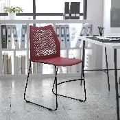 HERCULES Series 661 lb. Capacity Burgundy Stack Chair with Air-Vent Back and Black Powder Coated Sled Base, RUT-498A-BY-GG