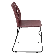 HERCULES Series 661 lb. Capacity Burgundy Stack Chair with Air-Vent Back and Black Powder Coated Sled Base, RUT-498A-BY-GG