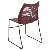 HERCULES Series 661 lb. Capacity Burgundy Stack Chair with Air-Vent Back and Black Powder Coated Sled Base, RUT-498A-BY-GG