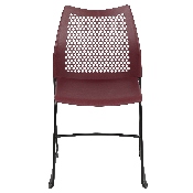 HERCULES Series 661 lb. Capacity Burgundy Stack Chair with Air-Vent Back and Black Powder Coated Sled Base, RUT-498A-BY-GG