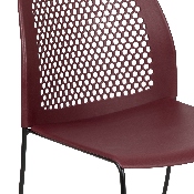 HERCULES Series 661 lb. Capacity Burgundy Stack Chair with Air-Vent Back and Black Powder Coated Sled Base, RUT-498A-BY-GG