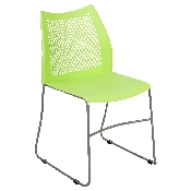 HERCULES Series 661 lb. Capacity Green Stack Chair with Air-Vent Back and Gray Powder Coated Sled Base, RUT-498A-GN-GG