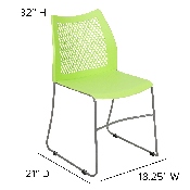 HERCULES Series 661 lb. Capacity Green Stack Chair with Air-Vent Back and Gray Powder Coated Sled Base, RUT-498A-GN-GG