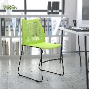 HERCULES Series 661 lb. Capacity Green Stack Chair with Air-Vent Back and Gray Powder Coated Sled Base, RUT-498A-GN-GG