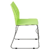 HERCULES Series 661 lb. Capacity Green Stack Chair with Air-Vent Back and Gray Powder Coated Sled Base, RUT-498A-GN-GG