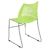 HERCULES Series 661 lb. Capacity Green Stack Chair with Air-Vent Back and Gray Powder Coated Sled Base, RUT-498A-GN-GG