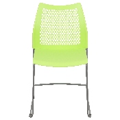 HERCULES Series 661 lb. Capacity Green Stack Chair with Air-Vent Back and Gray Powder Coated Sled Base, RUT-498A-GN-GG