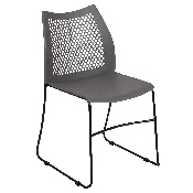 HERCULES Series 661 lb. Capacity Gray Stack Chair with Air-Vent Back and Black Powder Coated Sled Base, RUT-498A-GY-GG