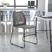HERCULES Series 661 lb. Capacity Gray Stack Chair with Air-Vent Back and Black Powder Coated Sled Base, RUT-498A-GY-GG
