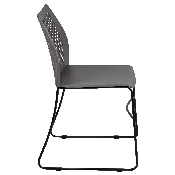 HERCULES Series 661 lb. Capacity Gray Stack Chair with Air-Vent Back and Black Powder Coated Sled Base, RUT-498A-GY-GG