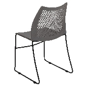 HERCULES Series 661 lb. Capacity Gray Stack Chair with Air-Vent Back and Black Powder Coated Sled Base, RUT-498A-GY-GG
