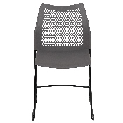 HERCULES Series 661 lb. Capacity Gray Stack Chair with Air-Vent Back and Black Powder Coated Sled Base, RUT-498A-GY-GG
