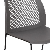 HERCULES Series 661 lb. Capacity Gray Stack Chair with Air-Vent Back and Black Powder Coated Sled Base, RUT-498A-GY-GG