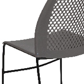 HERCULES Series 661 lb. Capacity Gray Stack Chair with Air-Vent Back and Black Powder Coated Sled Base, RUT-498A-GY-GG