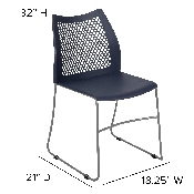 HERCULES Series 661 lb. Capacity Navy Stack Chair with Air-Vent Back and Gray Powder Coated Sled Base, RUT-498A-NY-GG