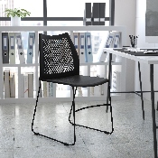 HERCULES Series 661 lb. Capacity Navy Stack Chair with Air-Vent Back and Gray Powder Coated Sled Base, RUT-498A-NY-GG