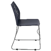 HERCULES Series 661 lb. Capacity Navy Stack Chair with Air-Vent Back and Gray Powder Coated Sled Base, RUT-498A-NY-GG