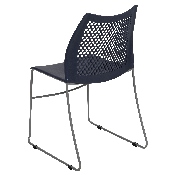 HERCULES Series 661 lb. Capacity Navy Stack Chair with Air-Vent Back and Gray Powder Coated Sled Base, RUT-498A-NY-GG