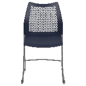HERCULES Series 661 lb. Capacity Navy Stack Chair with Air-Vent Back and Gray Powder Coated Sled Base, RUT-498A-NY-GG
