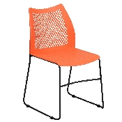 HERCULES Series 661 lb. Capacity Orange Stack Chair with Air-Vent Back and Black Powder Coated Sled Base, RUT-498A-ORANGE-GG