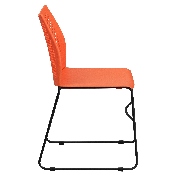 HERCULES Series 661 lb. Capacity Orange Stack Chair with Air-Vent Back and Black Powder Coated Sled Base, RUT-498A-ORANGE-GG