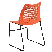 HERCULES Series 661 lb. Capacity Orange Stack Chair with Air-Vent Back and Black Powder Coated Sled Base, RUT-498A-ORANGE-GG