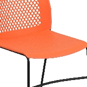 HERCULES Series 661 lb. Capacity Orange Stack Chair with Air-Vent Back and Black Powder Coated Sled Base, RUT-498A-ORANGE-GG