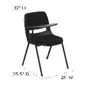 Black Padded Ergonomic Shell Chair with Right Handed Flip-Up Tablet Arm, RUT-EO1-01-PAD-RTAB-GG