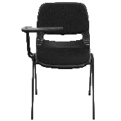Black Padded Ergonomic Shell Chair with Right Handed Flip-Up Tablet Arm, RUT-EO1-01-PAD-RTAB-GG